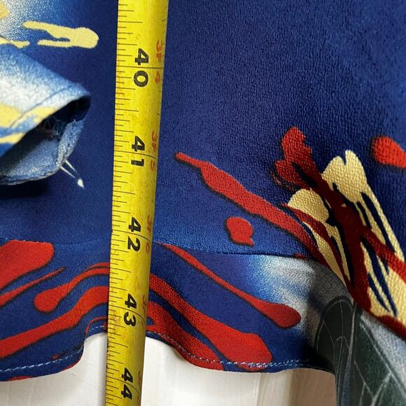 VTG Y2K Millennium Slip Dress SZ 14 Multicolor Abstract Print Love Compass Rose - Picture 9 of 9